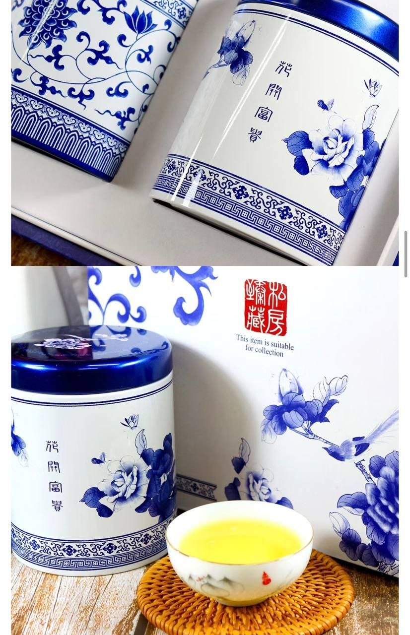 青花瓷茶罐特寫